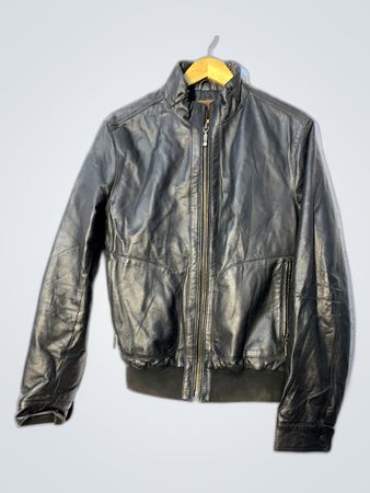 Black Leather Bomber Jacket