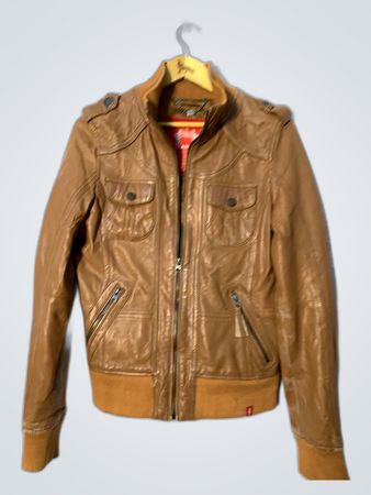 EDC by Esprit Brown Leather Bomber Jacket