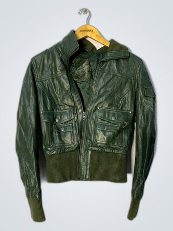 Mango Green Leather Jacket