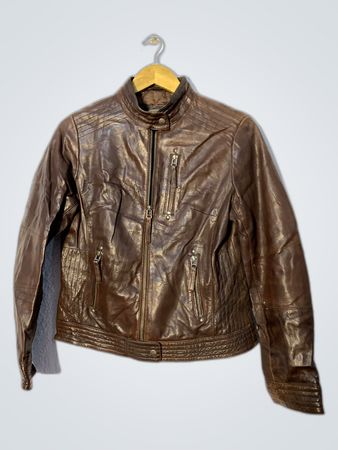 Brown Leather Biker Jacket