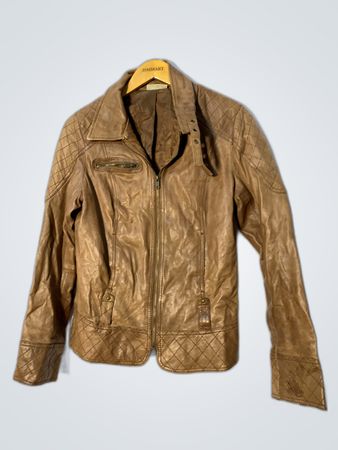 Quilted Tan Leather Jacket