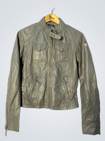 Xanaka Grey Leather Biker Jacket