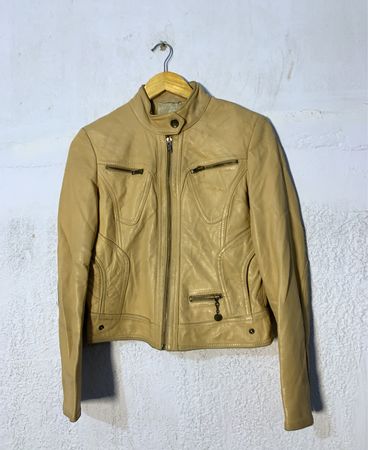 Unbranded Beige Leather Biker Jacket