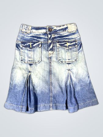 Used Jeans Denim Pleated Mini Skirt