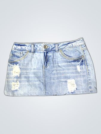 Mudd Distressed Denim Mini Skirt