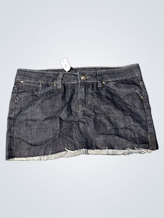 Dark Wash Denim Skirt with Embellished Pockets