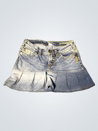 PINK Denim Pleated Mini Skirt