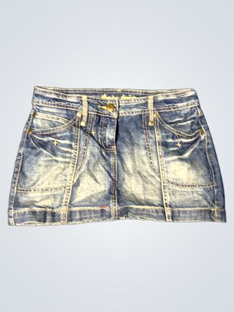 Embellished Denim Mini Skirt