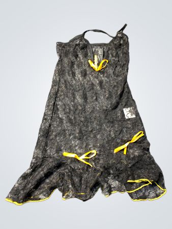 Black Lace Dress with Yellow Trim