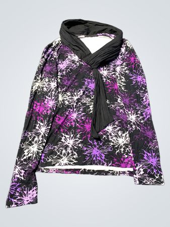Purple and White Floral Scarfed Top