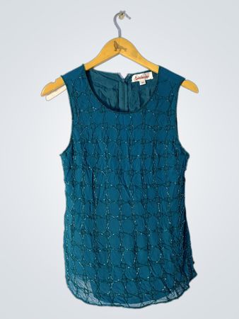 Kaleidoscope Teal Sequined Sleeveless Top