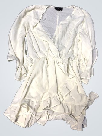 Zara White Ruffled Wrap Mini Dress