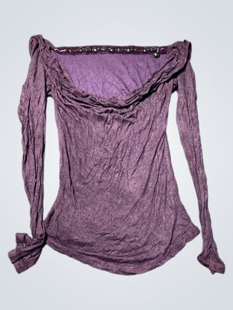 Unbranded Purple Off-Shoulder Long Sleeve Top
