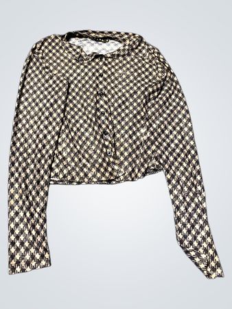 Unbranded Houndstooth Long Sleeve Button-Up Blouse