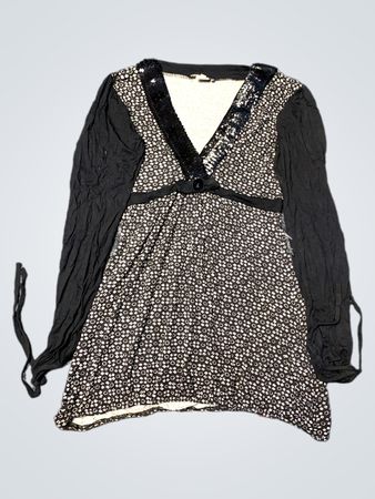 Black and White Polka Dot Dress with Sheer Sleeves
