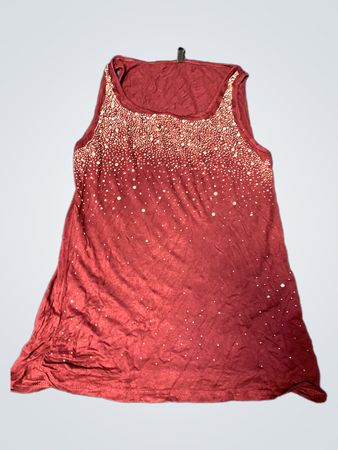 Red Embellished Tank Top