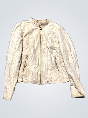 Unbranded Beige Quilted Faux Leather Moto Jacket