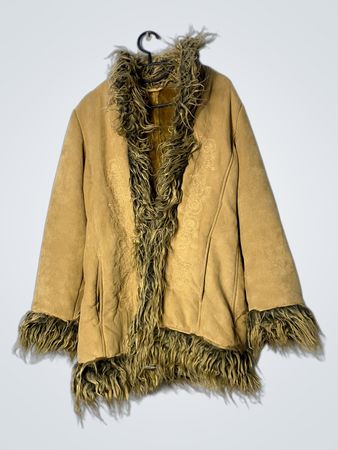 Tan Fur-Trimmed Coat