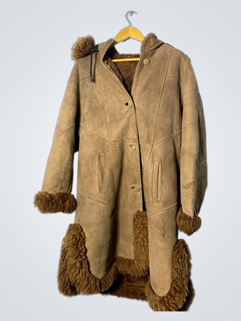 Brown Suede Shearling Coat