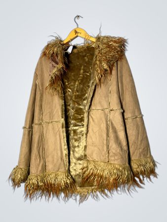 Tan Fur-Trimmed Jacket