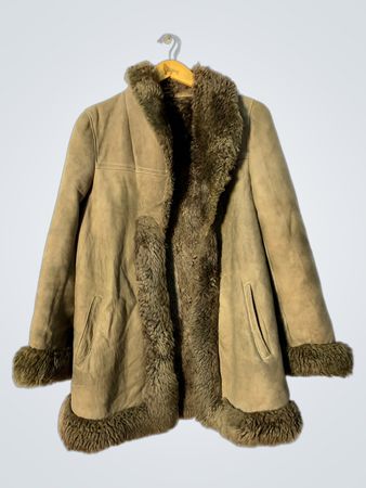 Tan Suede Jacket with Fur Trim