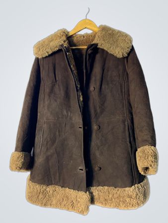 Vintage Brown Suede Jacket with Fur Trim