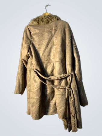 Tan Fur-Lined Leather Coat