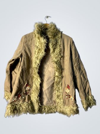 Tan Fur-Trimmed Coat