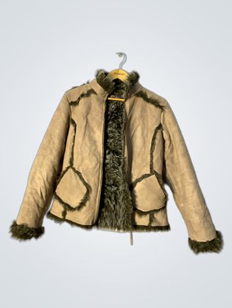 Tan Fur-Trimmed Jacket
