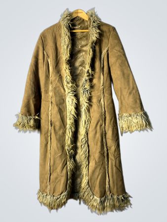 Tan Fur-Trimmed Coat
