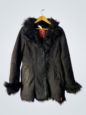 Black Fur Trimmed Coat