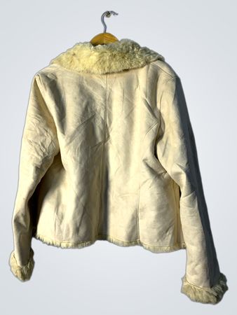 H&M Beige Faux Suede Fur Trim Jacket