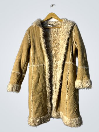 Tan Fur-Trimmed Coat