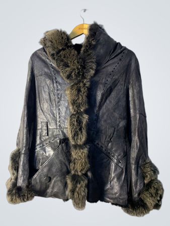 Leather Jacket with Fur Trim