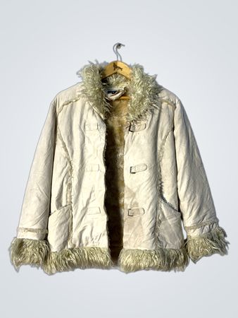 Cream Fur-Trimmed Coat