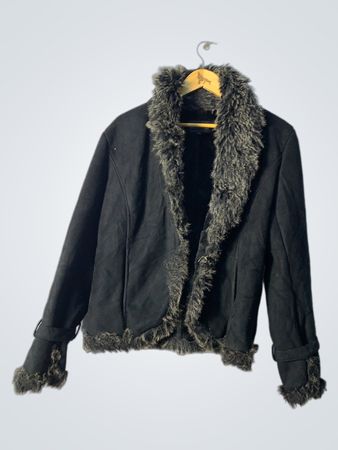 Black Fur-Trimmed Jacket