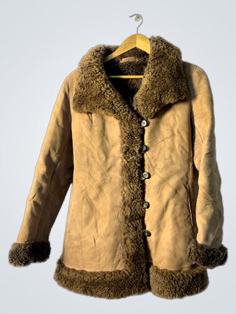 Tan Fur-Trimmed Coat