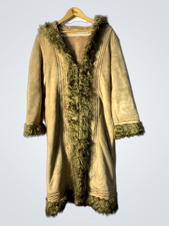 Tan Fur-Trimmed Coat