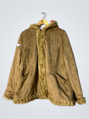 Brown Suede Jacket with Fur Trim