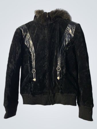 Black Velvet Jacket with Fur Trim