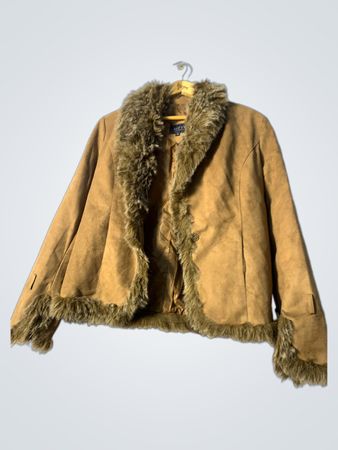 Tan Fur-Trimmed Jacket
