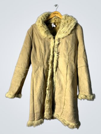 Tan Fur-Trimmed Coat