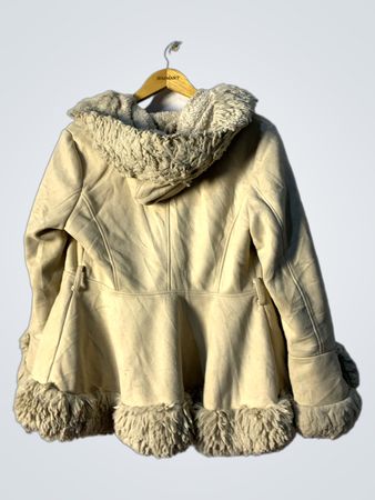 Cream Fur Trim Coat