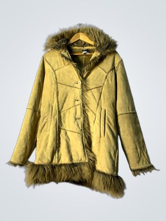 Tan Fur-Trimmed Coat