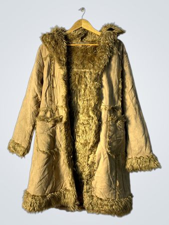 Tan Fur-Trimmed Coat