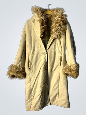 Tan Fur-Trimmed Coat