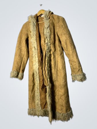 Tan Fur-Trimmed Coat