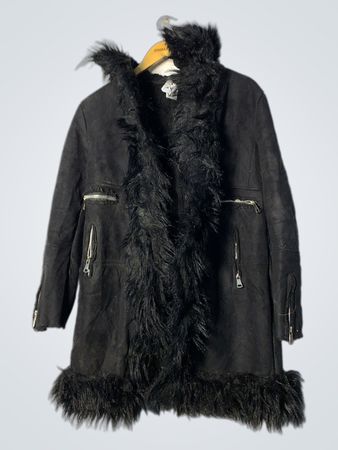 Black Fur-Trimmed Coat