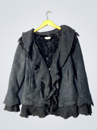 Black Knit-Trimmed Jacket