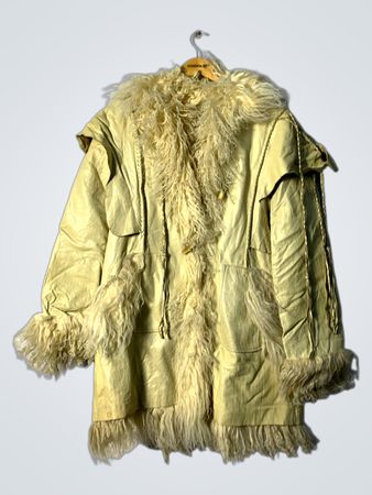 Unbranded Vintage Cream Suede Fur-Trimmed Jacket